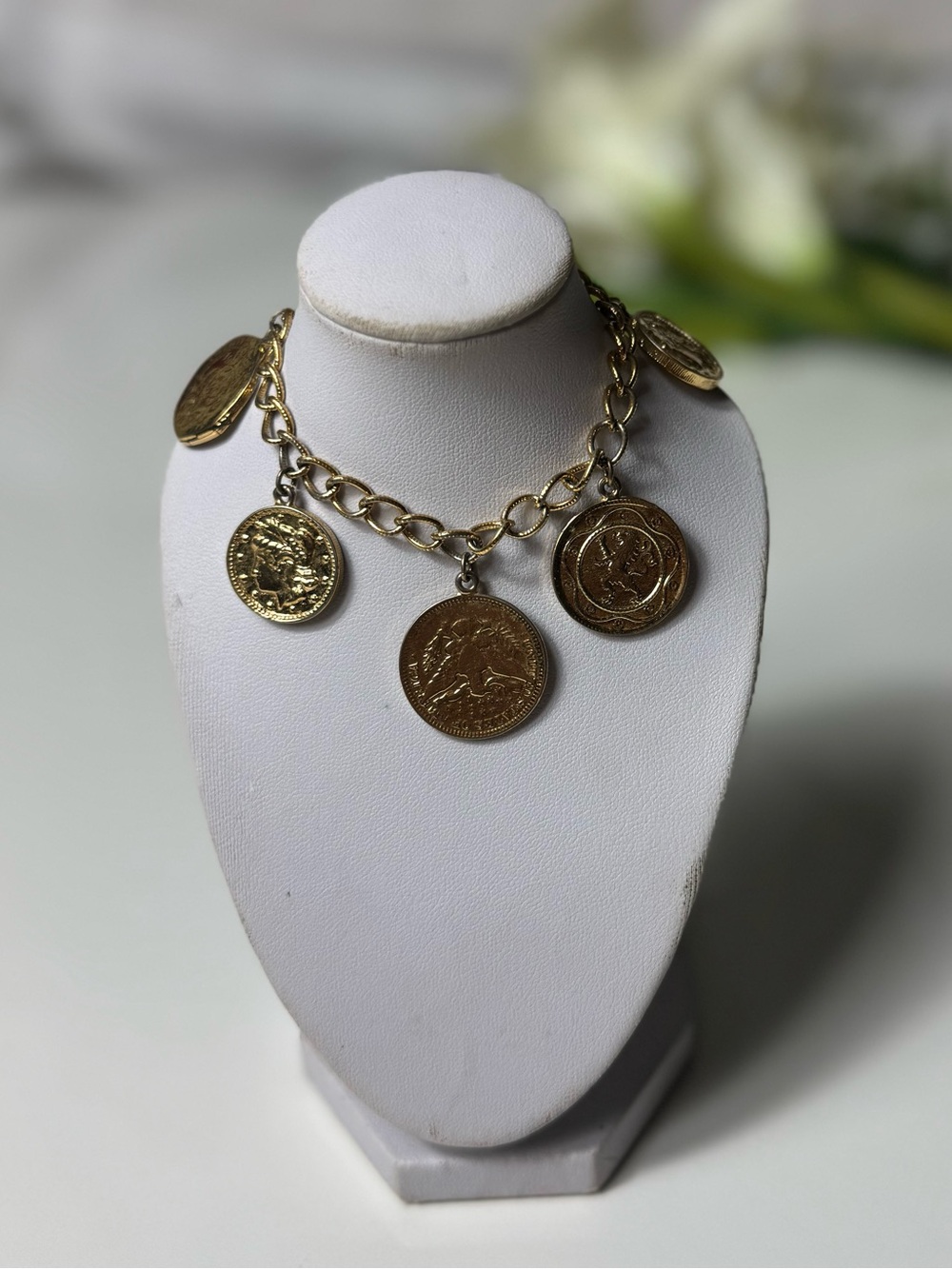 Gold Coin Charm Link Bracelet - Women Jewelry